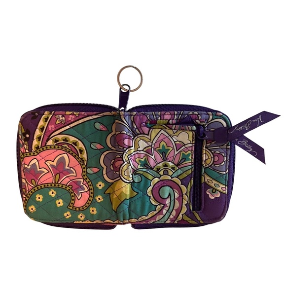 Vera Bradley Small  Zip Around Credit Card Wallet Heather Paisley - Picture 2 of 5
